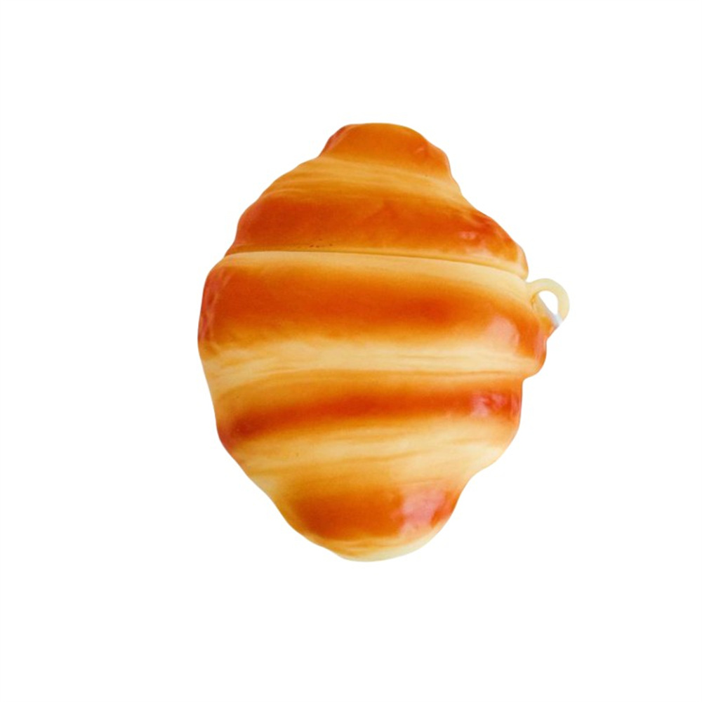 Für Apple AirPods 1 2 3 4 Pro 2 Hülle 3D Croissant Silikon Kopfhörer Schutzhülle mit Anhänger Kopfhörerhülle: 3XS / Gold