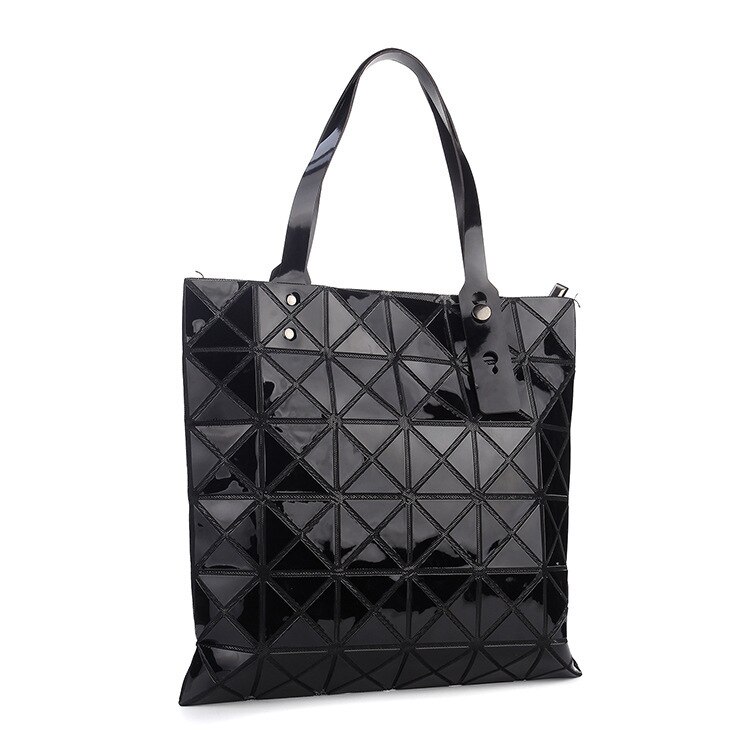 Lisse Luxus Handtasche Weibliche Gefaltet Damen Geometrische Plaid Tasche Lässig Tote Frauen Handtasche Mochila Schulter Tasche Bao: Black