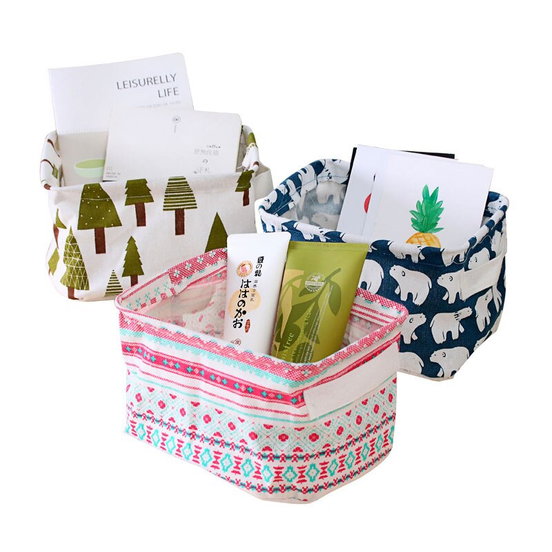 Torage Basket DIY Desktop Organize Folding Linen Toy Storage Box Sundries Underwear Cosmetic Organizer Laundry Basket