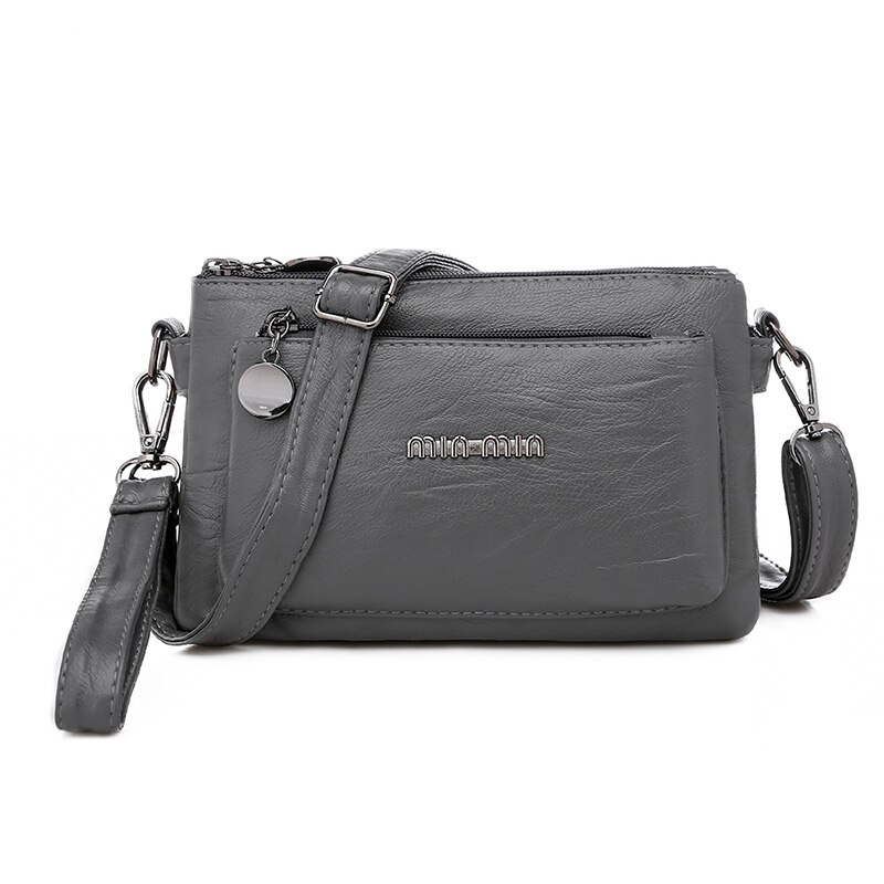 Oude tang casual schoudertassen voor vrouwen multi-pocket rits tas luxe handtassen vrouwen crossbody tassen: Grijs