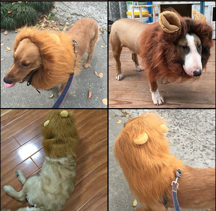 Hair Ornaments Pet dog Costume Halloween Clothes Fancy Dress Up Lion Mane Wig for Large Dogs supplies