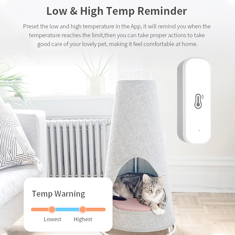 WiFi-temperatuur-vochtigheidssensor Indoor Home-vochtigheidssensor APP-bewaking op batterijen voor Alexa Google Home-stembediening
