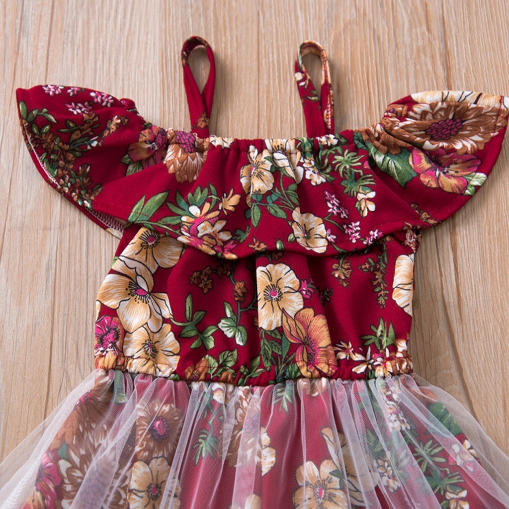 Toddler Kids Baby Girl Dress Flower Vest Floral Ruffle Mesh Dress Summer Baby Girl Clothes платье для девочки#GH
