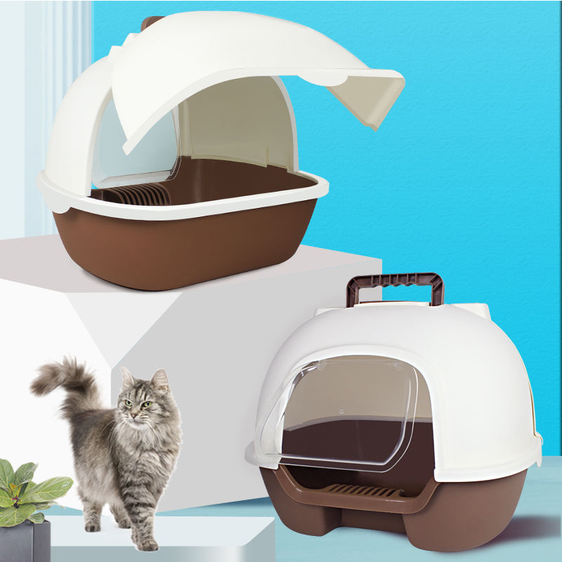 Bac à litière Portable pour chat, entièrement fermé, à rabat, protection de l&#39;environnement, éclaboussures et désodorisation, bol pour animaux de compagnie