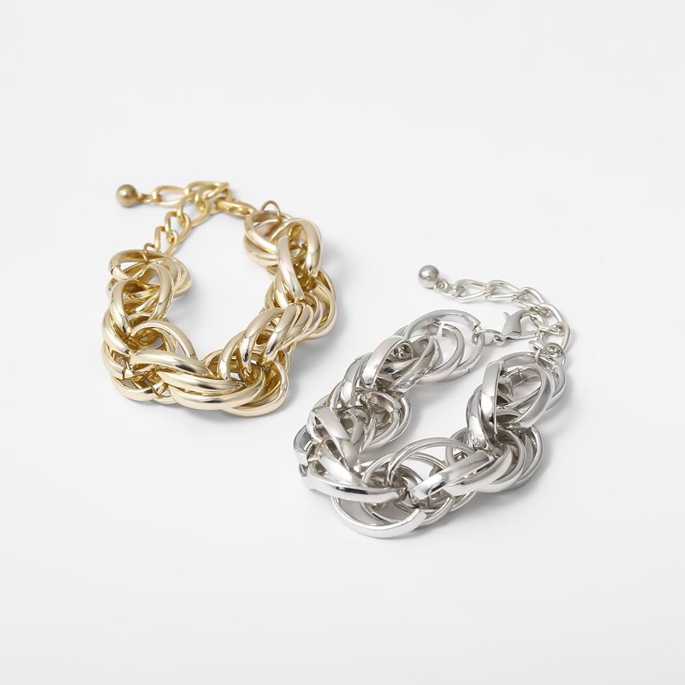 Punk Rock Exaggerated Big Link Geometric Chain Strand Bracelets Jewelry Vintage Metal Statement Bracelets Lady Femme Party