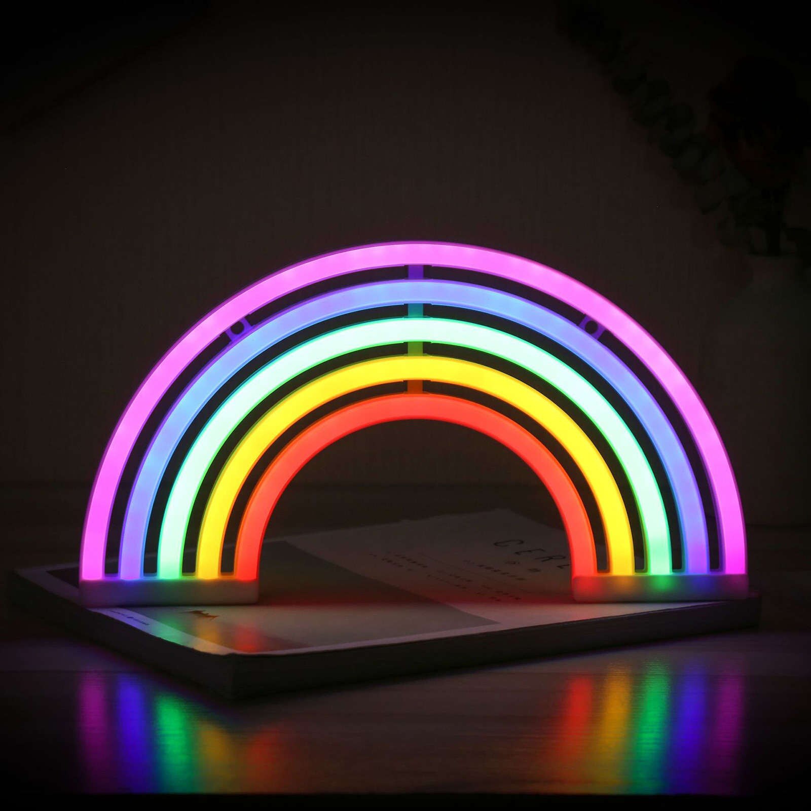 Rainbow Neon Sign LED Rainbow Light Lamp LED Neon Light Warm White Wall Art Sign Lights Bedroom Decoration Party Decor