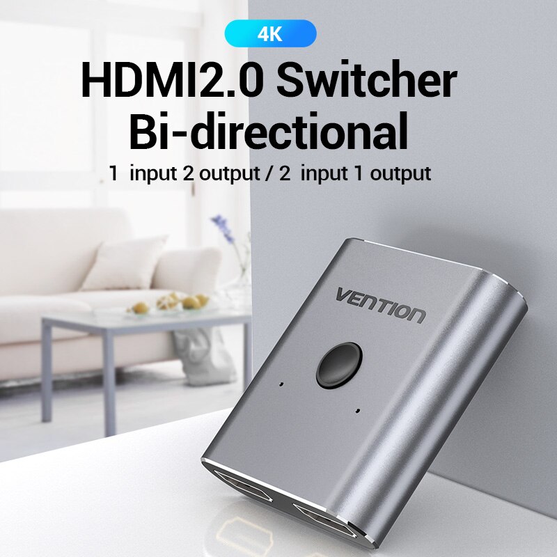 Vention HDMI Switch Bi-Direction 2.0 HDMI Splitter 1x2/2x1 Adapter 2 in 1 out Converter for PS4 Pro/4/3 TV Box HDMI 4K Switcher