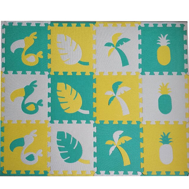 JCC 8/24 pcs Toekan Stijl Baby EVA Foam Puzzel Speelkleed/kids Tapijten Tapijt Grijpende Mat voor kinderen Tegels 30*30*1 cm: Yellow-Green-White / 12pcs 30x30cm