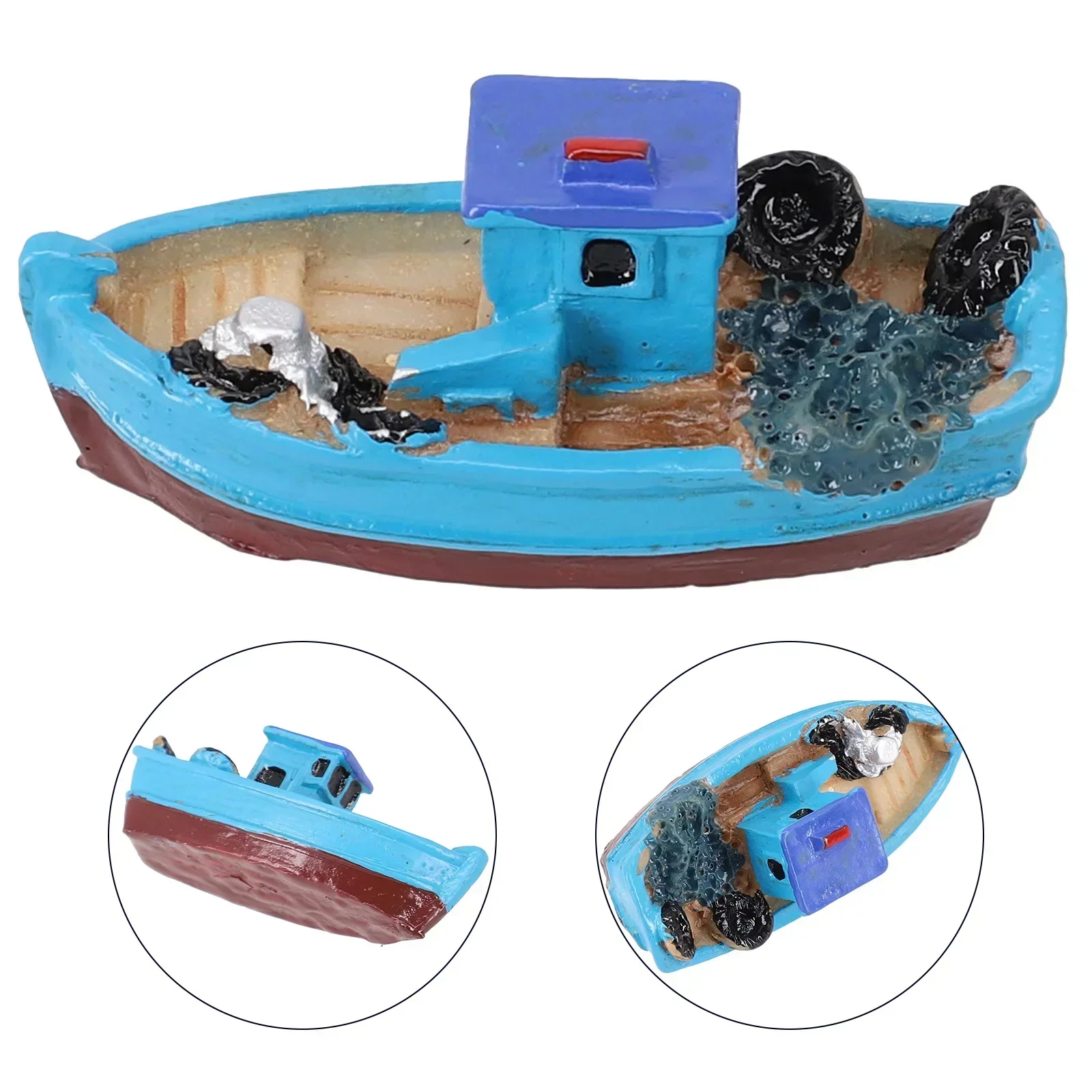 Decoración de mesa artesanal para el hogar, modelo de barco de pesca de 2x3x5cm, Mini modelo en miniatura DIY, decoraciones de escritorio