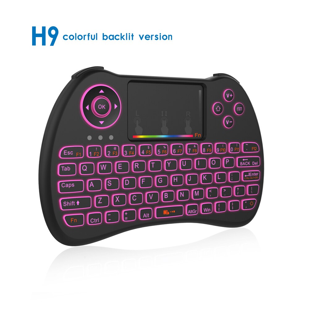 Original H9+ Backlight H9 2.4G Wireless English Russian Keyboard Backlit with Touchpad for Mini PC Smart TV TV Box Laptop PC