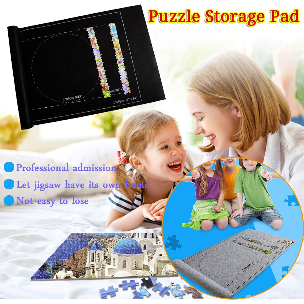 Puzzels Mat Jigsaw Roll Voelde Mat Speelkleed Puzzels Deken Voor Tot 1500 Stuks Puzzel Accessoires Draagbare Reizen Opslag tas