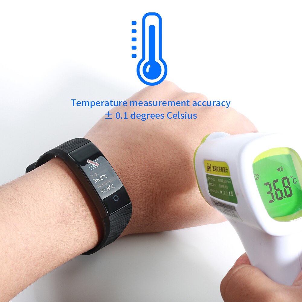 Body Temperatuur Detection Universal Smart Armband Grote Screen Horloge Immuniteit Meting Bloed Zuurstof Bloeddruk Hart