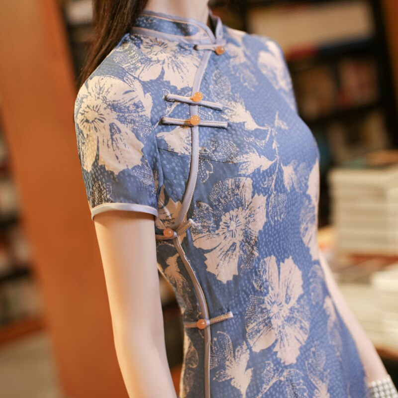 Vestido Qipao tradicional de estilo chino para mujer, con estampado Floral Cheongsams, , Vintage, para: M