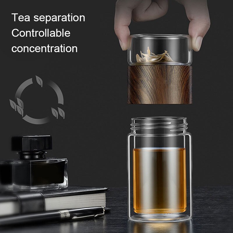 Glass Water Bottle Double Layers Tea Water Bottle Infuser Tumbler Drinkware Smart Bottle Tea Filter RERI889
