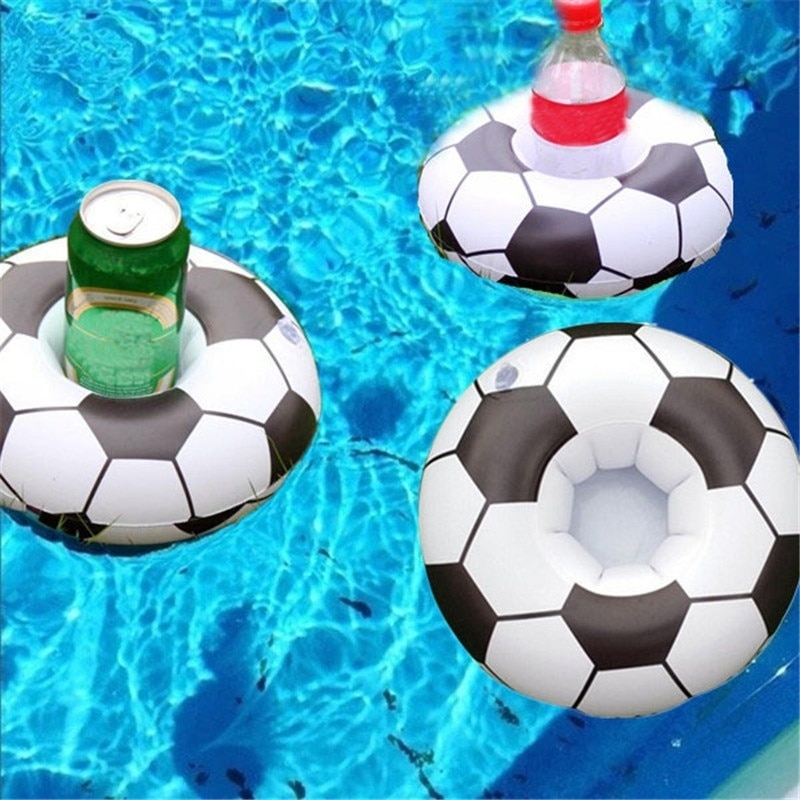Fodbold form svømning oppustelig flydende drikke kan kopholder pool bad legetøj flyde vand coaster