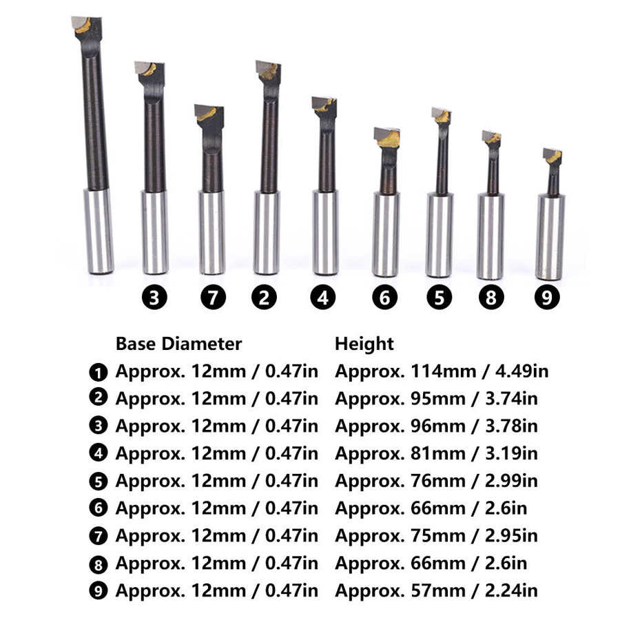 9 pièces F1 Type alésage 3/8 pouces CNC outils de fraisage Kit ensemble de pièces de tour pièces de tour en acier haut