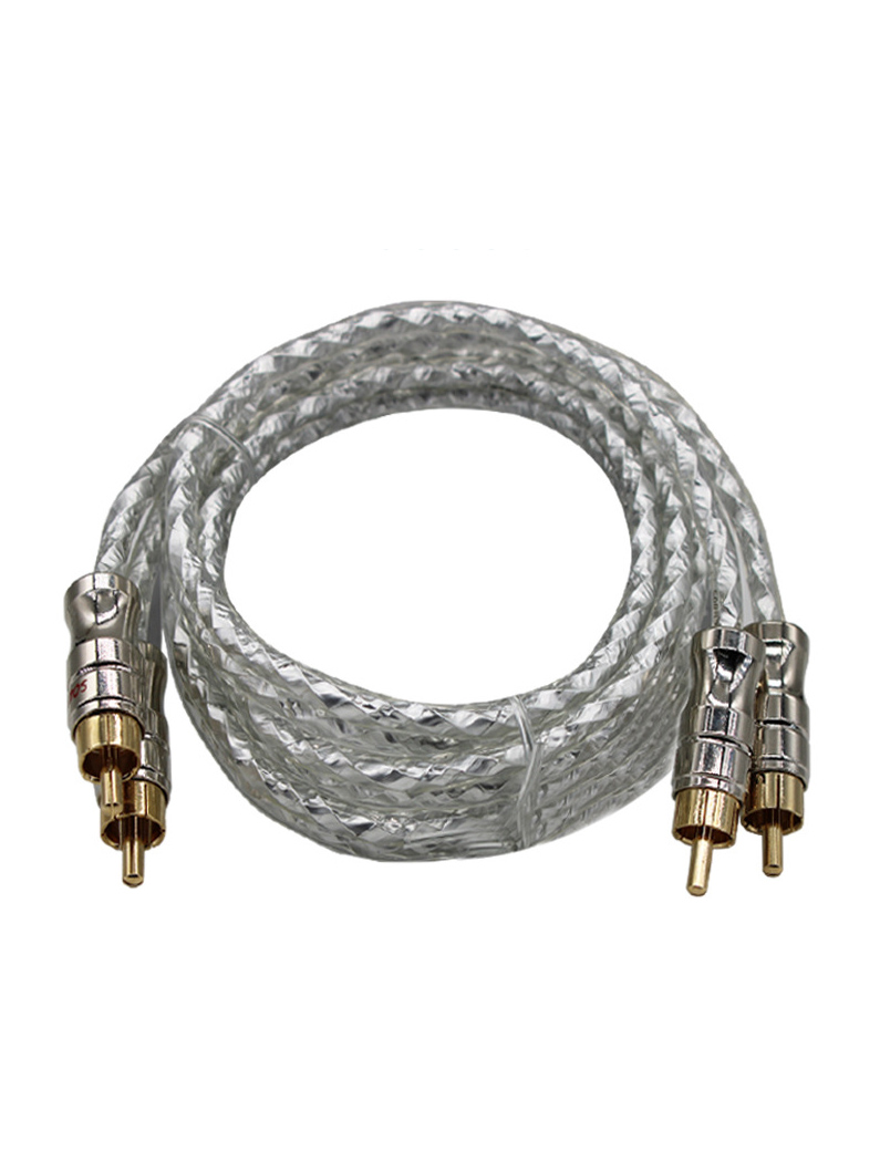 Cable de Audio para coche, Cable de señal de cabeza de Metal de cobre puro, altavoz de Audio estéreo, amplificador de Cable, instalación de subwoofer RCA, cableado secundario: Gris oscuro