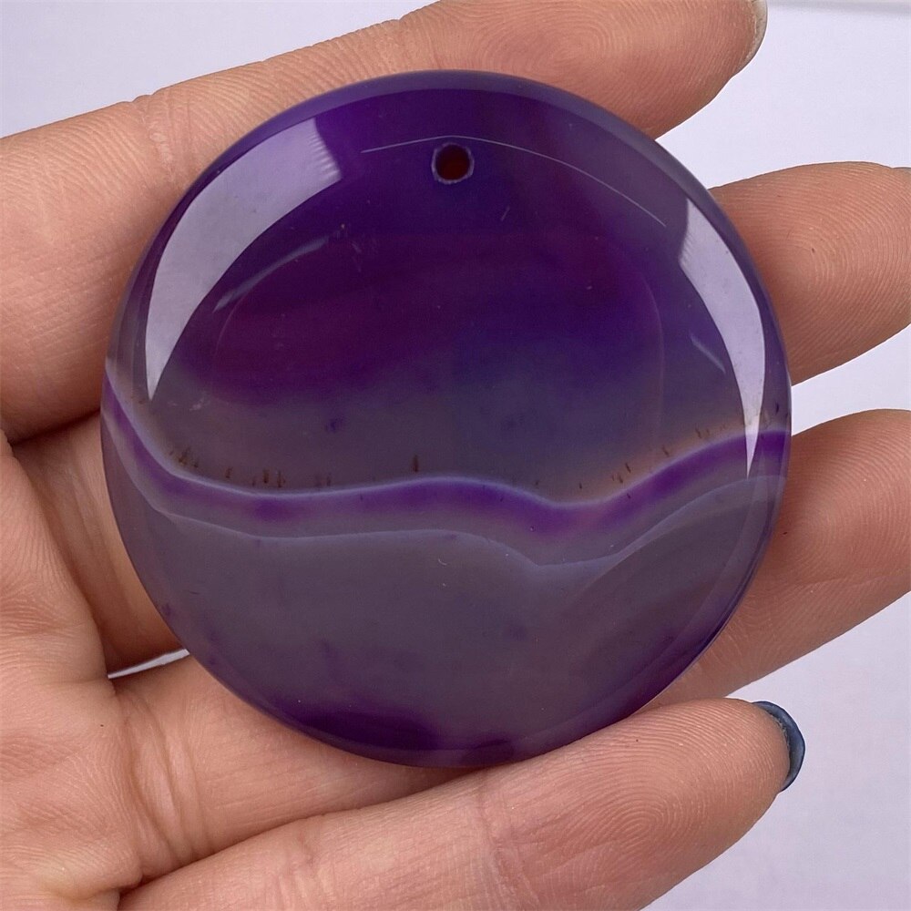 , colgante de ágatas con forma de disco de piedra Natural, colgante de ónix para hacer joyería, collar DIY de tamaño 50x50mm: Purple