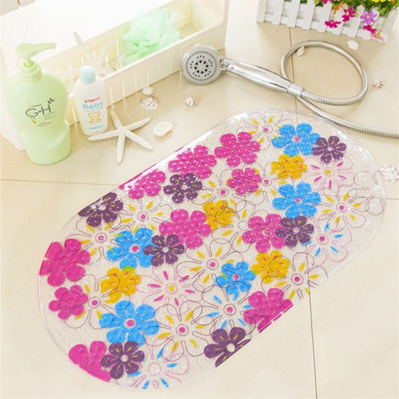 Kleurrijke Bloemen Stippen PVC Antislip Badmat Bad Douche Mat 69*38 cm: Style 1