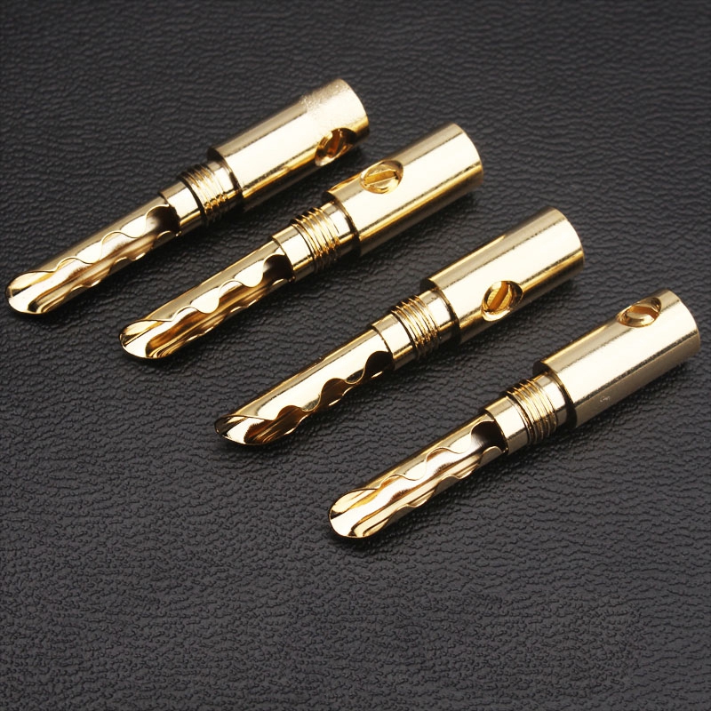 Connecteur de câbles de haut-parleur, fiche banane plaqué or BFA 5mm mâle, 12 pièces