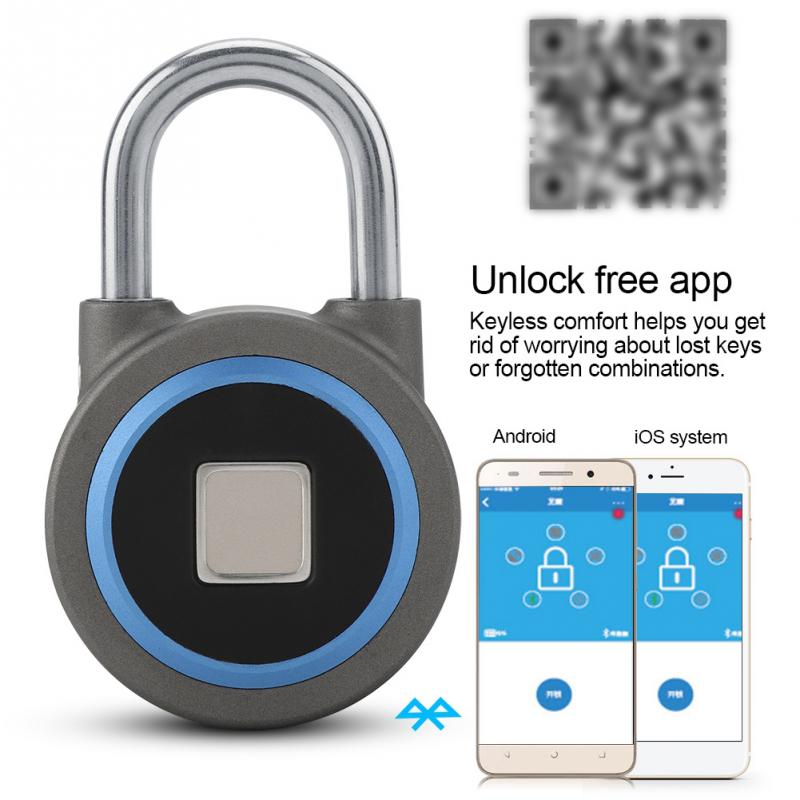 Bluetooth APP Control Padlock Wireless Smart Anti-theft Lock Keyless Fingerprint Locks Unlock Padlock Locker Support IOS Android