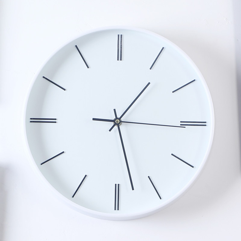 Simple Wall Clock European Style Home Mute Wall Clock Pastoral Style Wall Clock Sweep Circle Clock Stic: Color Mixed Hair