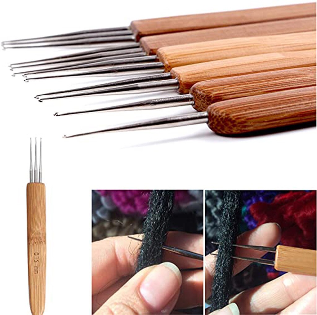 6Pcs Haak Haak Interlock Naald Voor Retignten Haar Trekken Vergrendeling Naald Weven Naalden 2 Stuks Dreadlocks Gereedschap C11