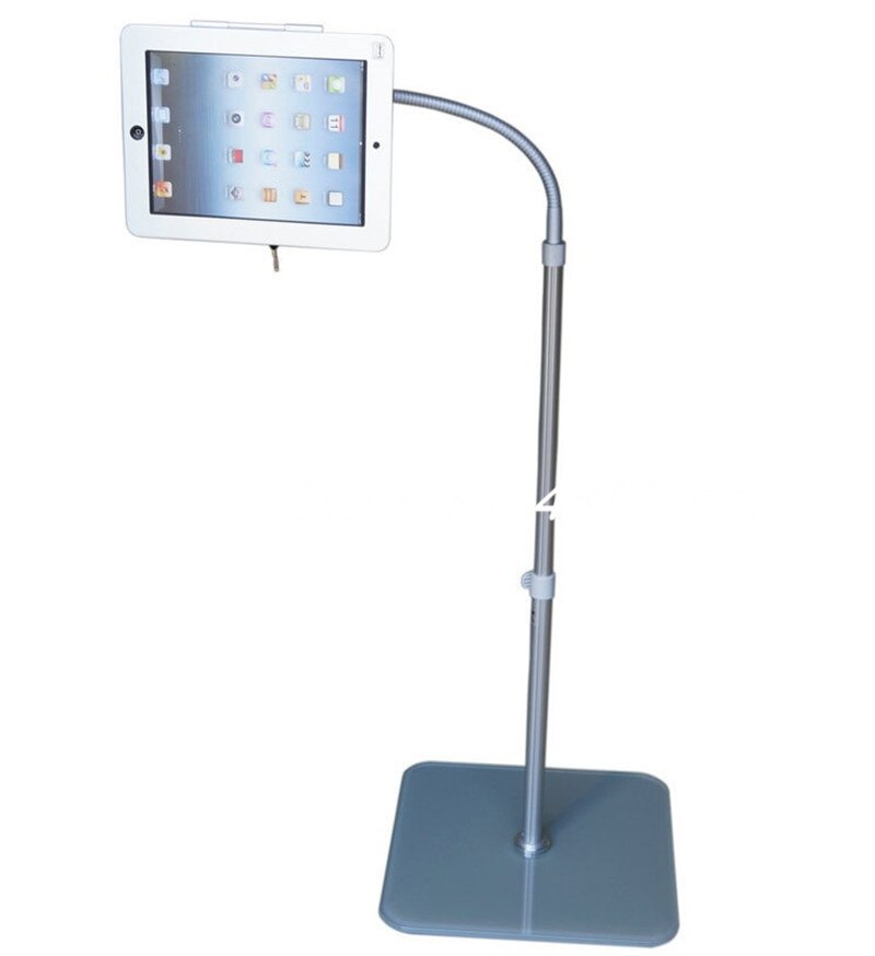 for ipad 2/3/4/air/pro 9.7" display floor stand height adjust with locking casing and flexible gooseneck hands free