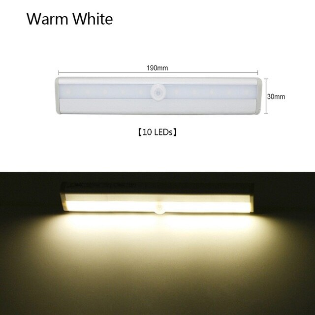 Motion Sensing Led: 10LED Warm light / USB Rechargeable