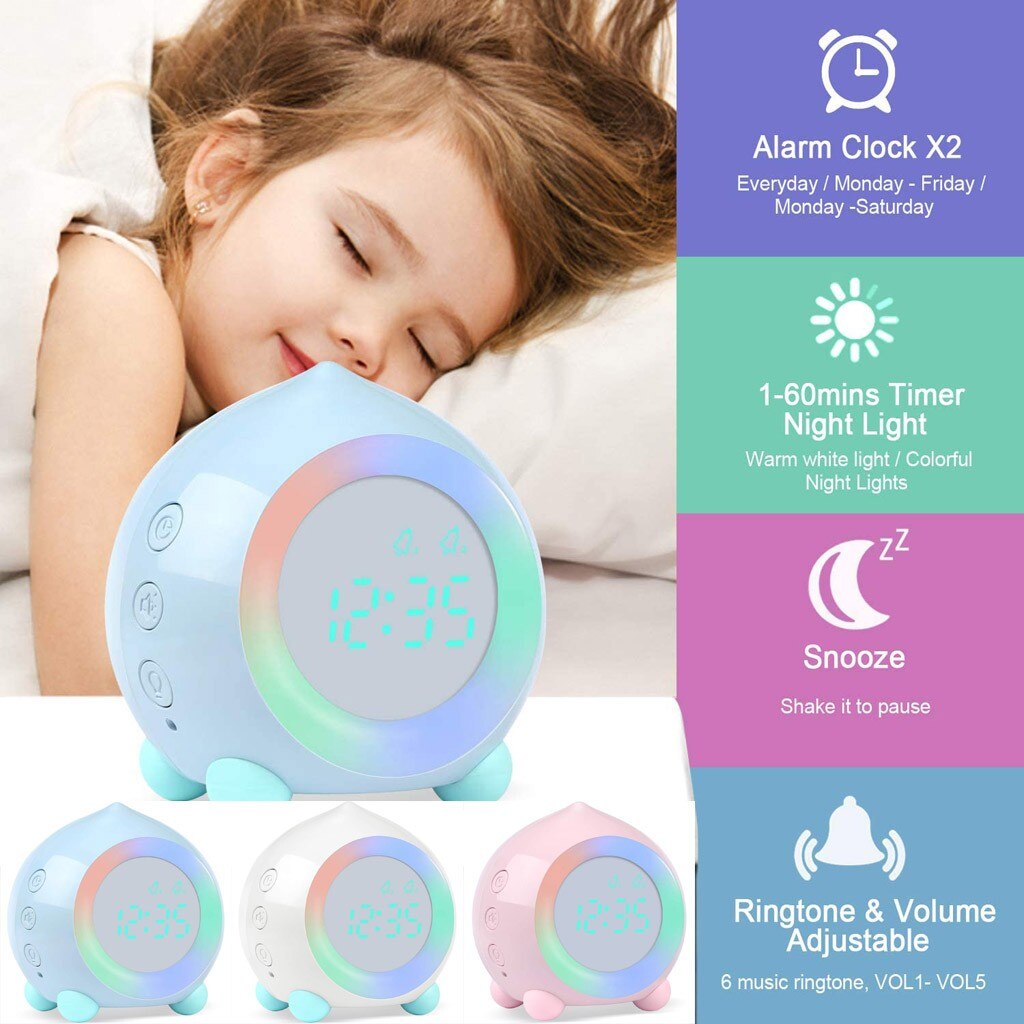 Proking freundlicher Wecker Digitale Sonnenaufgang Simulator Schlafzimmer freundlicher LED Farbe Ändern aufwachen hoch Uhr Thermometer Bunte