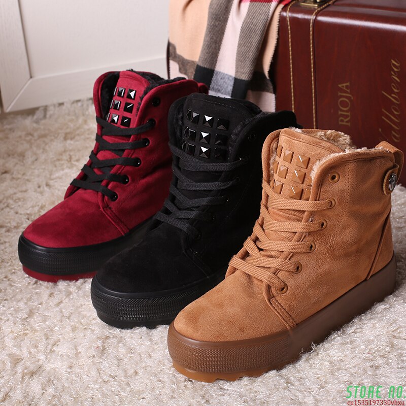 Women Winter Short Boots Casual Shoes Snow Boots Preppy Style Women&#39;s Ankle Boots Size 35~40