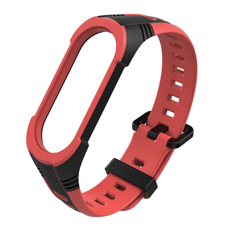 Xiaomi Mi Band 5 4 3 Strap Replacement Wristband Bracelet Silicone Dual Color Watch Band Xiaomi Mi Band Wristband: black red