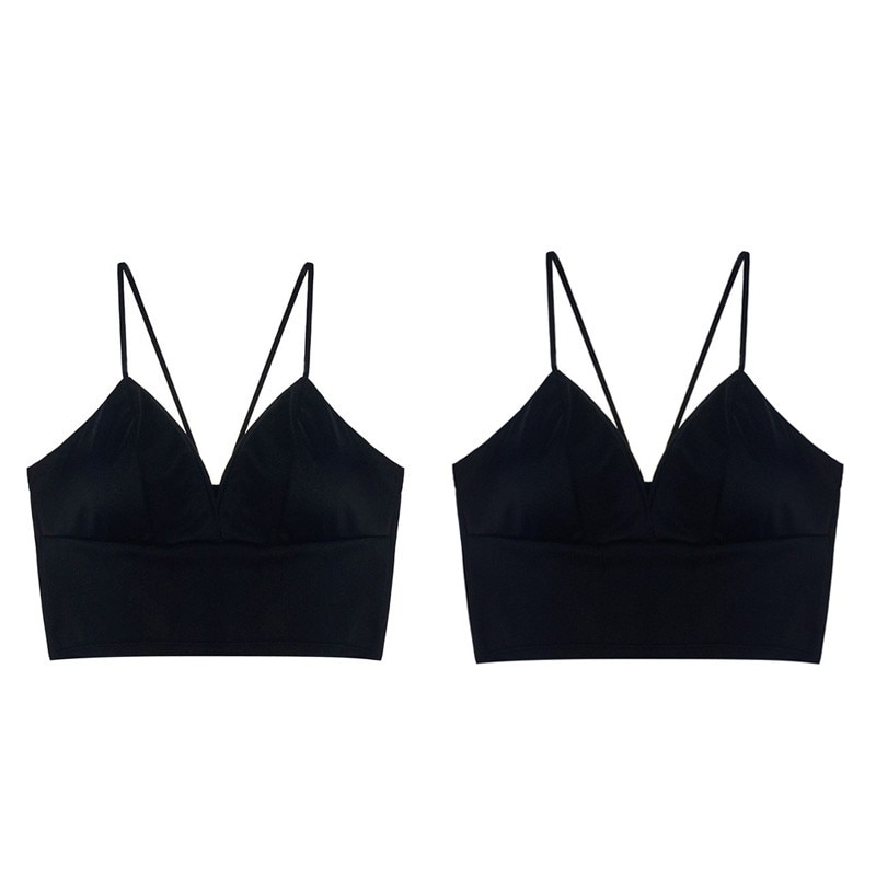 Women Solid Color Sexy Bralette Low Cut Top Bandage Bra Cutaway Tank Tops Female Underwear