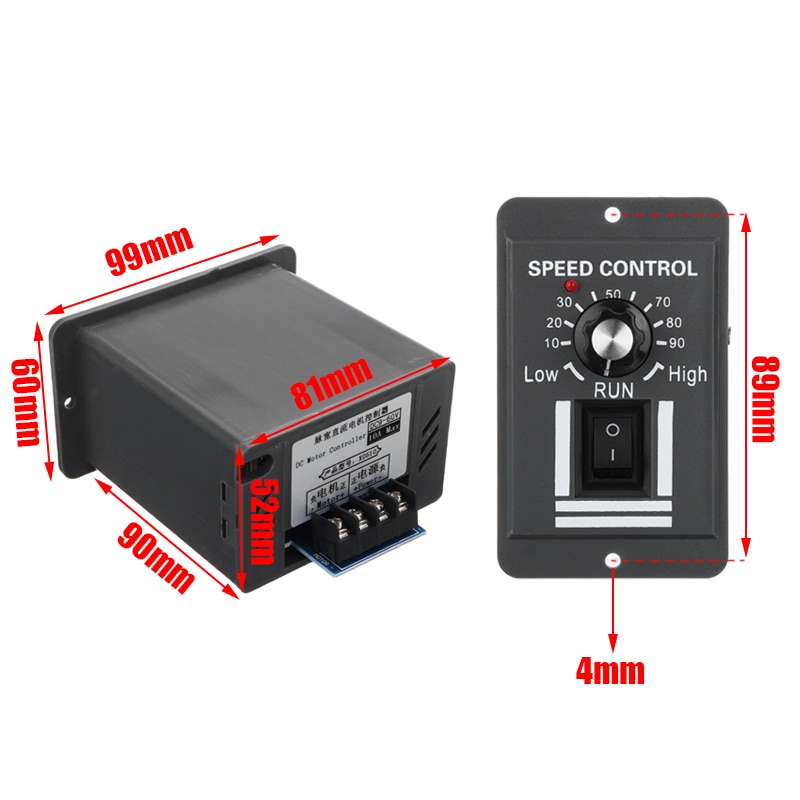 DC 12V 24V 36V 48V 10A PWM Motor Speed Controller Reversible Switch Regulator Control Forward Rotation Stop Reverse