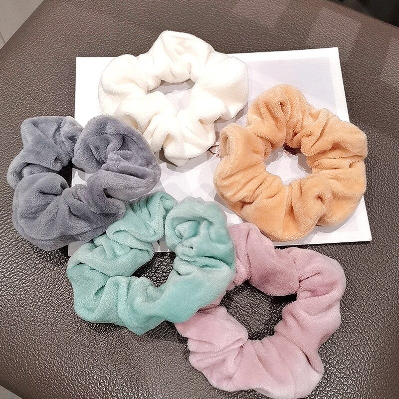 Warm Soft Hair Scrunchies Furry Elastic Hair Band Women Girls Ponytail Holder Hair Rubber Band Hair Ties Hair Accessories