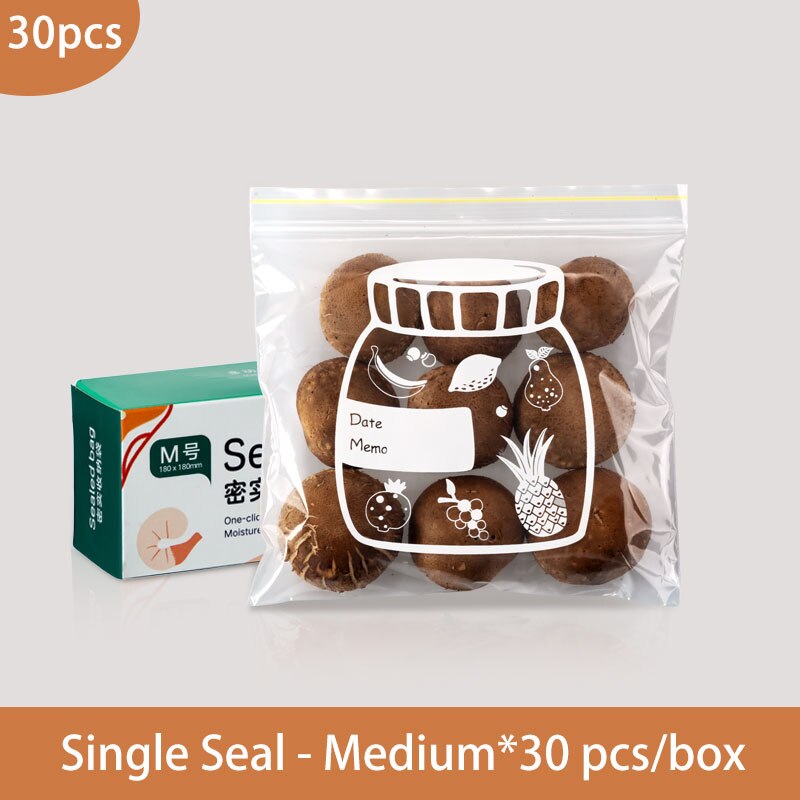 PE Food Storage Bag Leakproof Containers Reusable Stand Up Zip Shut Bag Fresh Bag Food Storage Containers Fresh-keeping Bag: Single seal M