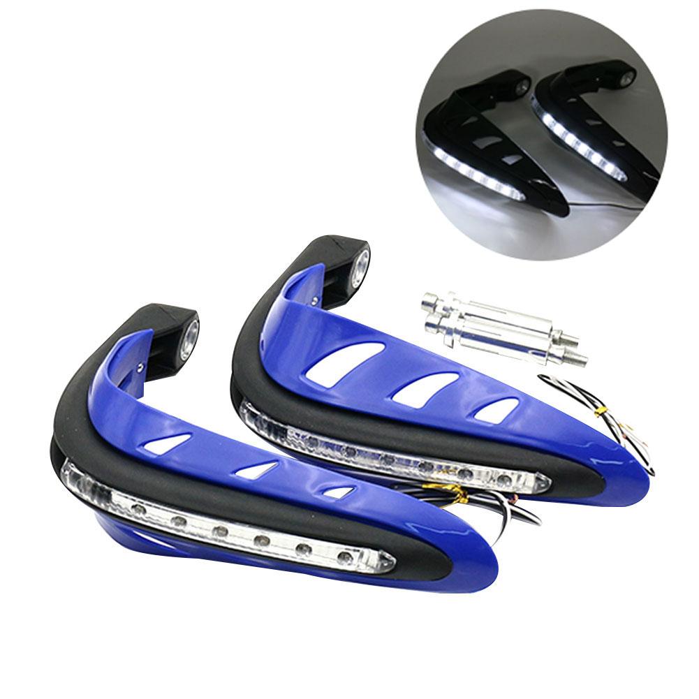 1 Pair Motorcycle Hand Guards Handlebar Hand Protector with LED Lights Motor Handguards Motocross Hand Guards Accessories: Blue White Light