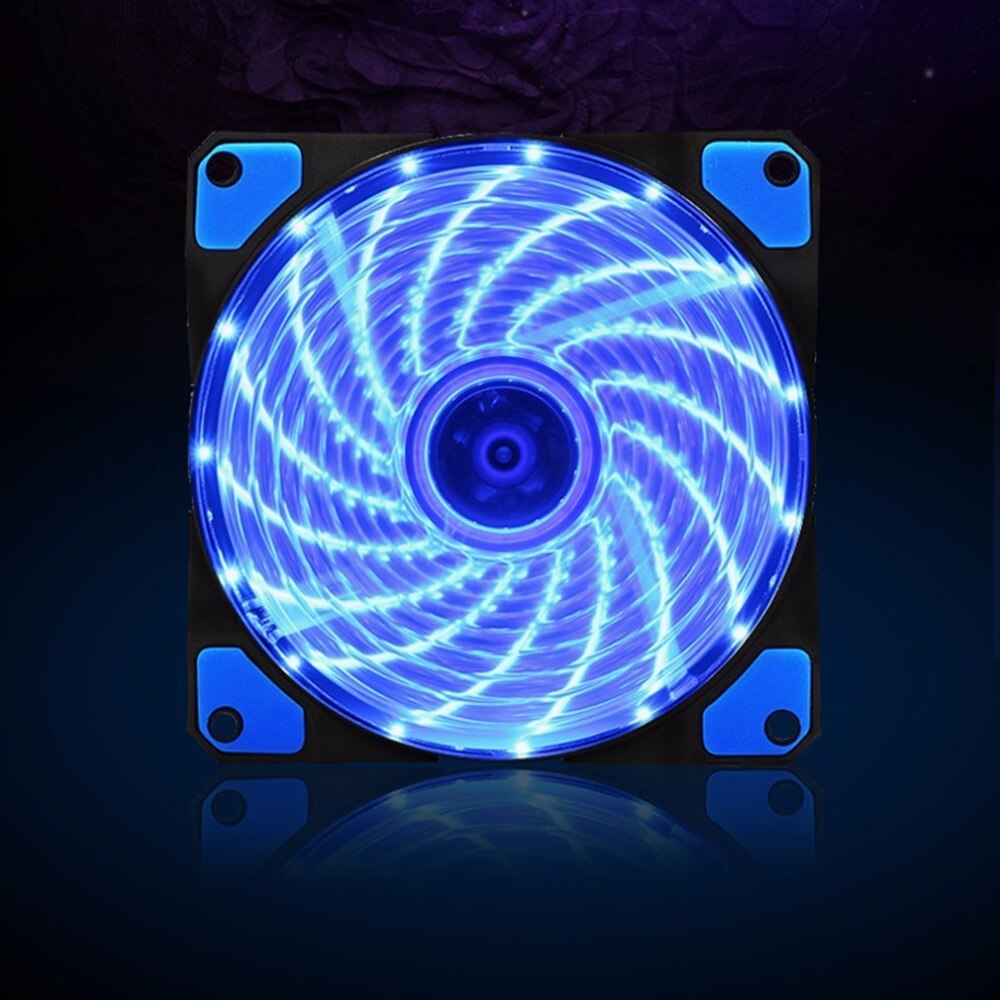 120mm Computer PC Case Cooling Fan Ultra Silent 15 LEDs 12V With Rubber Quiet Molex Connector 3 / 4Pin plug fans Cooler