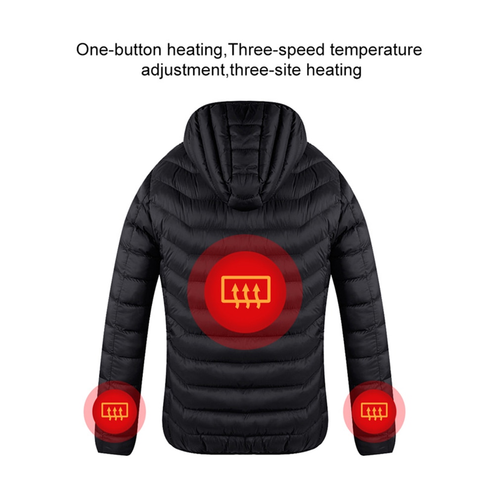 Mannen Vrouwen Outdoor Jas Verwarmde Jassen Vest Jas Usb Elektrische Lange Mouwen Verwarming Hooded Jassen Warm Winter Thermische Kleding