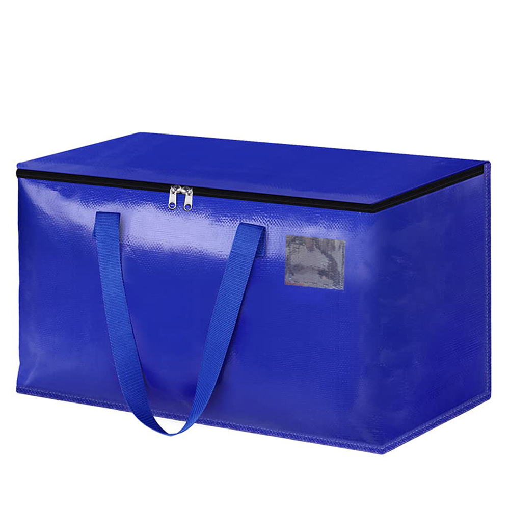 Cajas móviles con cremalleras y asas, bolsas de almacenamiento de alta resistencia, bolsas de embalaje, ahorro de espacio para embalaje y almacenamiento en movimiento, 90L: Azul