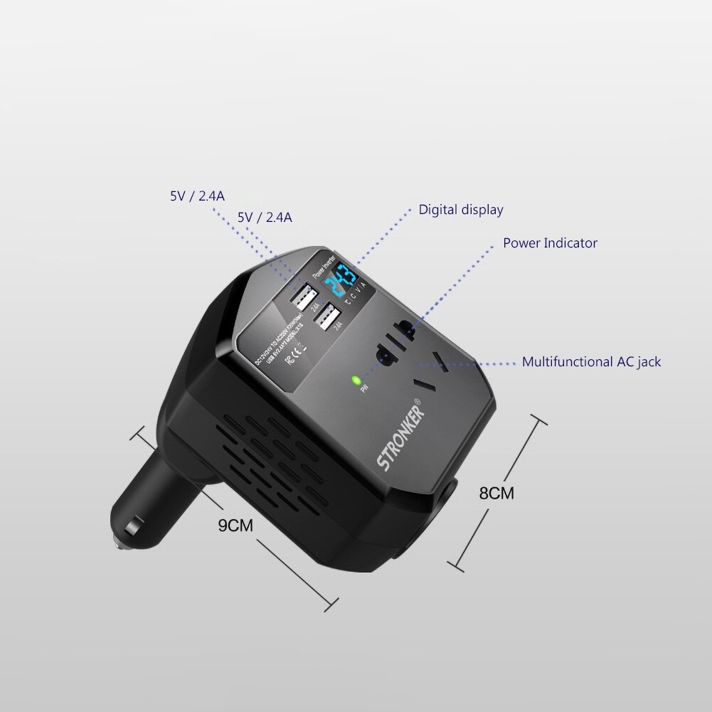 Universal 12V/24V to 220V Power Supply Socket Car Power Inverter Transformer: Default Title