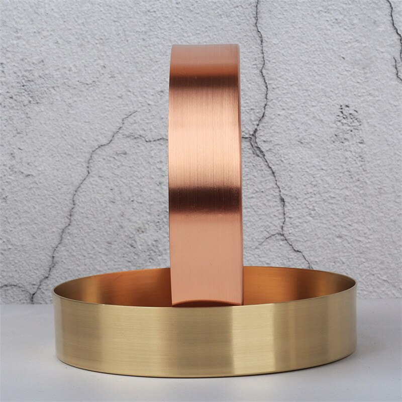 Bandeja de metal redonda de cobre puro, bandeja de almacenamiento de adornos de latón, oro rosa y oro, para picnic, buffet y en casa