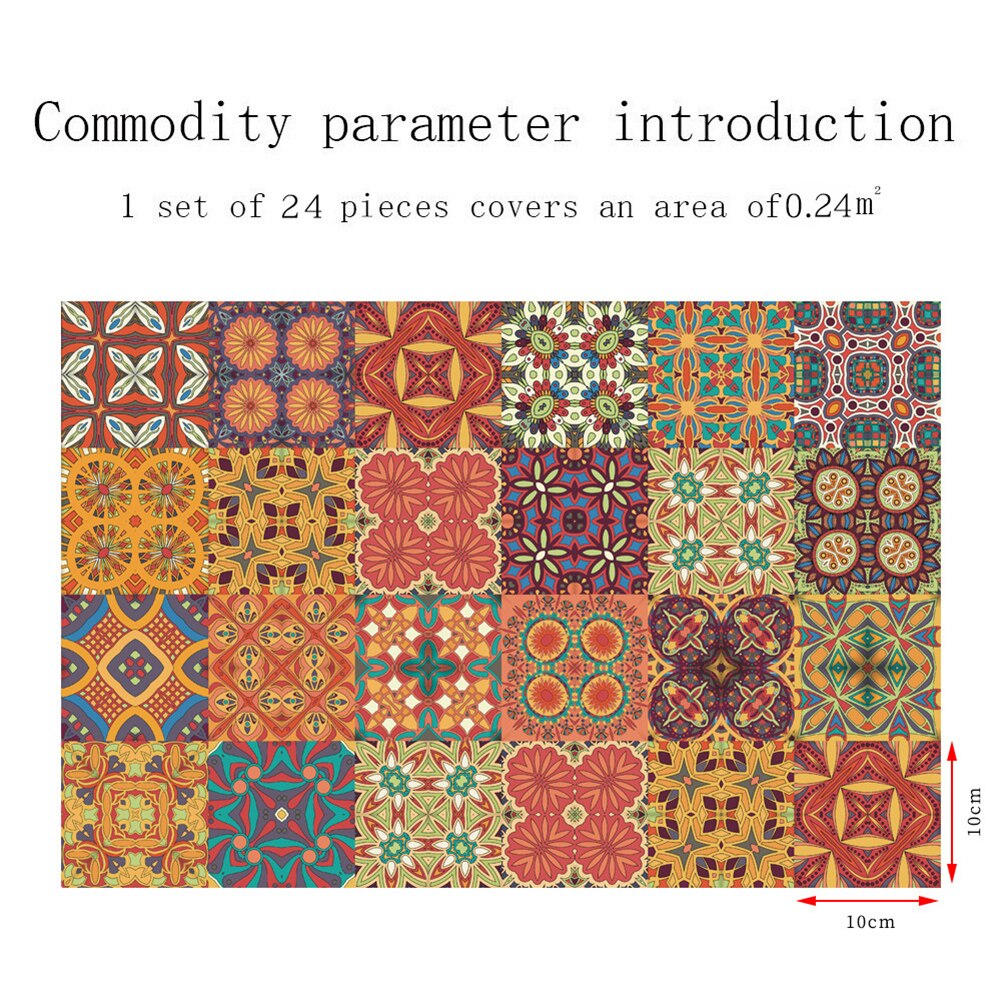 24Pcs Self Adhesive Wall Stickers DIY Tile Bathroom Wallpaper Household Kitchen Stickers Decoration Supplies