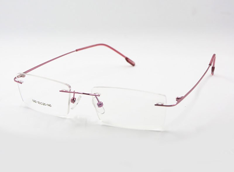 Titanium geheugen flexibel randloos montuur bril optische bril op sterkte bril voor dames en heren montuurvorm op maat: Roze