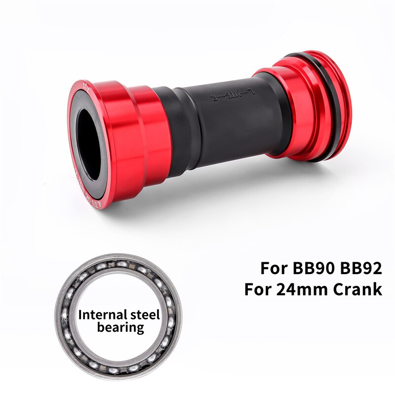 MUQZI Bicycle Bottom Bracket BSA BB68/73mm Thread BB90/92 Press Fit MTB Road Bike Ceramic Bottom Bracket For 22/24mm Crankset: BB90-92 Steel Red
