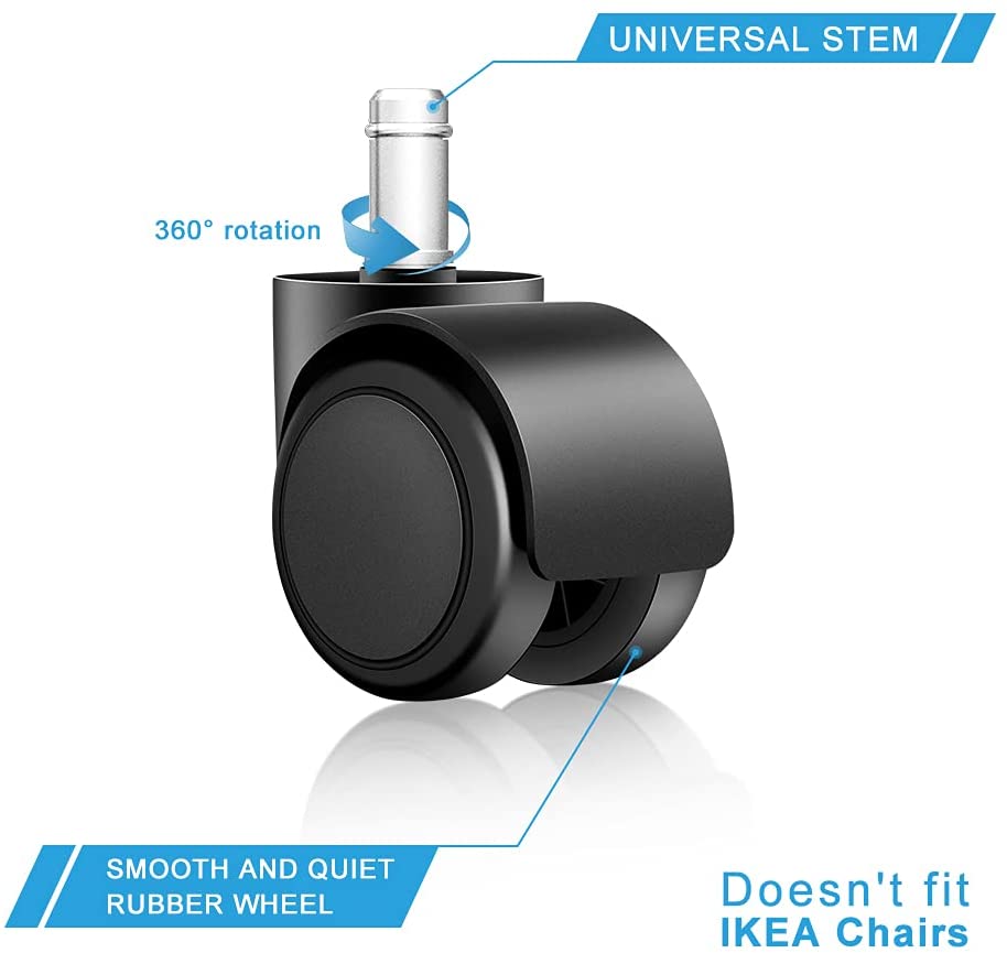 Office Chair Caster Wheels, 2 Inch Universal Office Chair Replacement Ball Casters Safe for All Floors (Hardwood, Carpet, Desk F