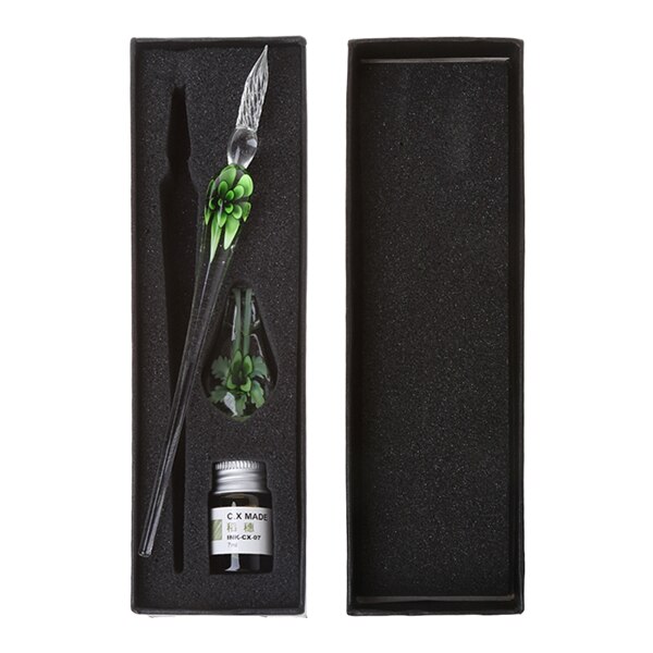 Vintage Handmade Art Crystal Glass Dip Pen Sign Ink Pens 090F: GN1