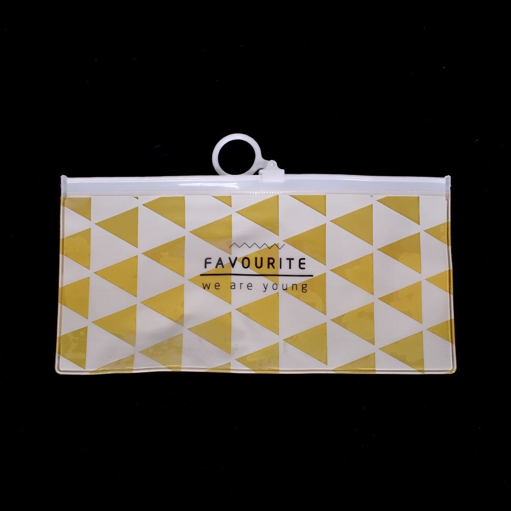 Venda quente moda maquiagem pvc zíper higiene pessoal lavagem de viagem escova de dentes cosméticos saco organizador higiene pessoal beleza lavagem sacos: Yellow Triangle