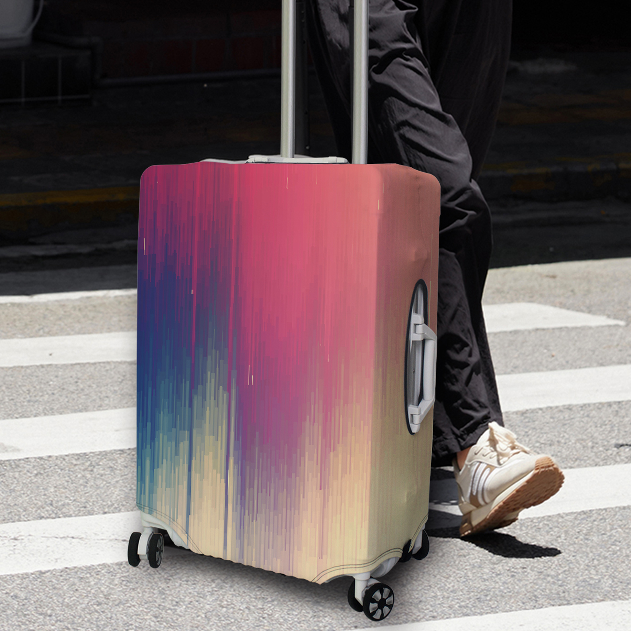 Luggage Cover Stretch Fabric Suitcase Protector Baggage Dust Case Cover Suitable for18-32 Inch Suitcase Case Travel Organizer: M / GRAY