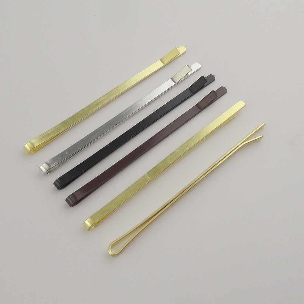 50PCS 3mm*7cm Golden/Brown/Silver Flat Metal Bobby Pins Plain Hair Slide Side Hairpins Barrettes for DIY Nickle free Lead free: Pink